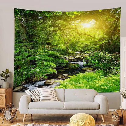 Llamazing Forest Tapestry - Home Decor Landscape for Living Room & Bedroom (Forest Creek, 60''L51''W)