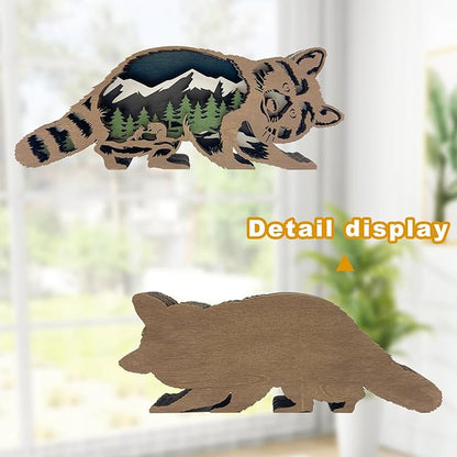 Laozai Wooden Forest Animals Raccoon Decor Cabin Rustic Decor Wall Decorations Mountain decor for Bedroom Living Room Table Decorative