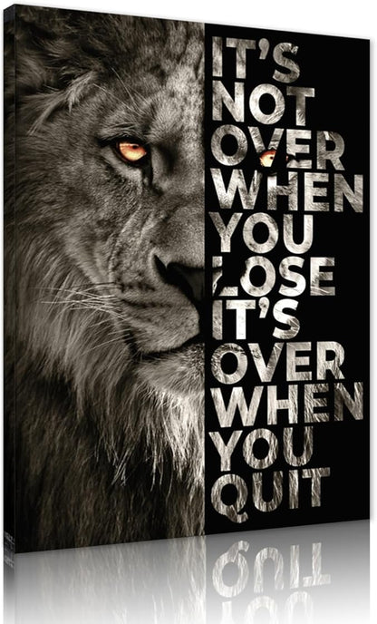 Inspirational Lion Painting Wall Art - Framed Motivatioanl Animal Print Positive Quote Poster Modern Office Artwork for Living Room Study Room Gym Decor-18 x24