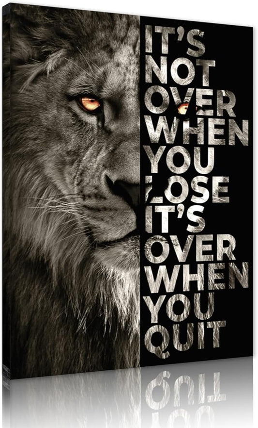 Inspirational Lion Painting Wall Art - Framed Motivatioanl Animal Print Positive Quote Poster Modern Office Artwork for Living Room Study Room Gym Decor-18 x24