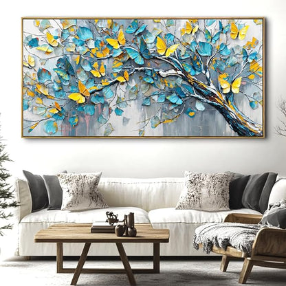 Abstract Tree Wall Art - Framed Modern Canvas Painting for Living Room, Bedroom Home Office Decor, 60x30 Inch Ready to Hang