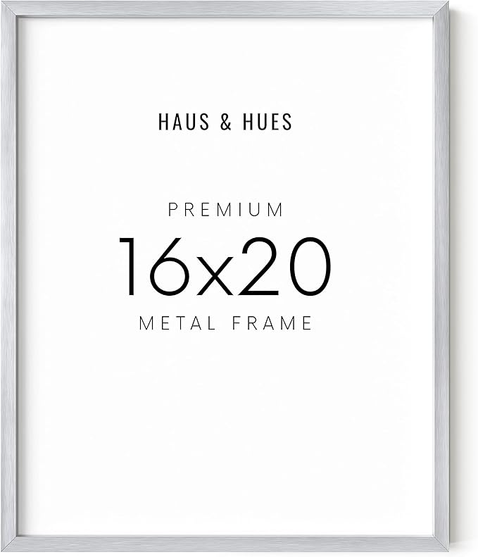 HAUS AND HUES 16x20 Silver Metal Picture Frame - Aluminum Wall Display for Posters and Photos - Modern Lightweight Style (16x20 in, Silver)