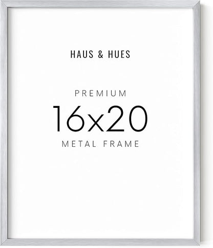 HAUS AND HUES 16x20 Silver Metal Picture Frame - Aluminum Wall Display for Posters and Photos - Modern Lightweight Style (16x20 in, Silver)