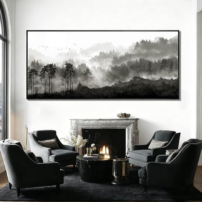 Black and White Wall Art Forest Home Wall Decor Modern Photo Prints 32"x70" Art for Office Framed Pictures for Living Room