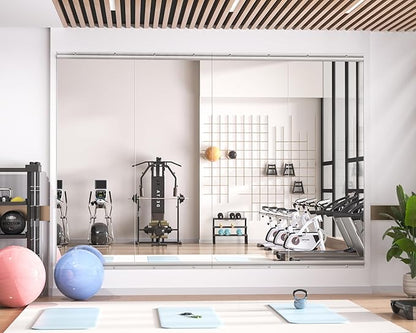 Hasipu Home Gym Mirror 55" L x 21" W - 2PCS Large Full Body Mirror for Yoga, Fitness, Garage, Dance Studio, Wall-Mounted, 0.16in Tempered Glass Frameless
