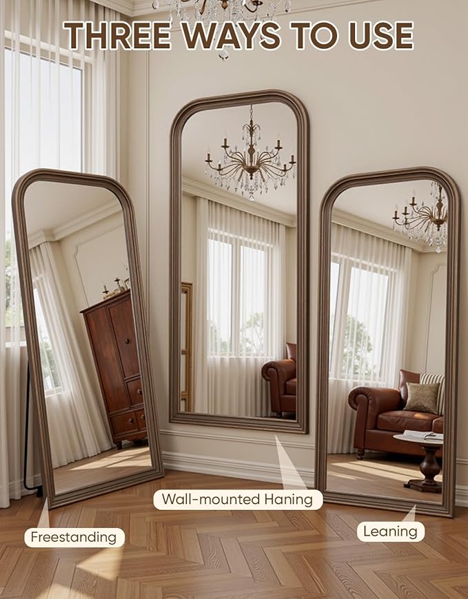 Antok 71"x32" Oversized Full Length Mirror, Extra Large Floor Mirror Freestanding or Wall-Mounted Mirror for Bedroom, Living Room, Cloakroom, Bronze