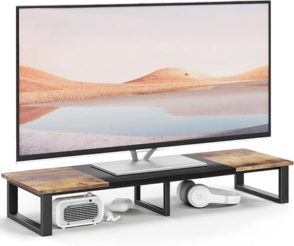aboxoo 45" TV Riser for 32-60 inch TV, TV Riser Stand Shelf, Tabletop TV Stand Riser, Computer Monitor Table for Home Living Room, Study Office (Brown)