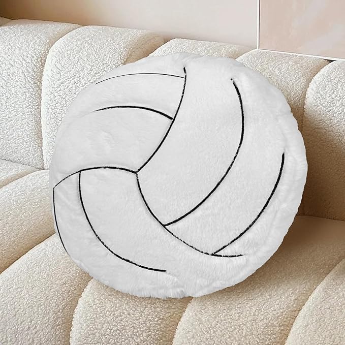 Volleyball Pillow – 15.7" Soft Fluffy Plush Volleyball Throw Pillow, Round Stuffed Sports Decor for Couch, Bedroom & Sports Room, Ideal Volleyball Gifts for Fans
