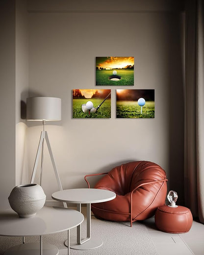 Golf Wall Art Prints, Canvas Framed Golf Posters, Sports Room Decor For Men Kids Teenagers, Golf Poster Set For Bedroom Man Cave, Golf Wall Decor, Golf Boys Bedroom Decor