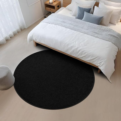 Black Round Area Rugs for Living Room Bedroom, 4x4 Feet Ultra Soft Memory Foam Modern Indoor Circle Carpet, Non-Slip Comfy Washable Circular Rug for Boys Girls Nursery Room Home Decor