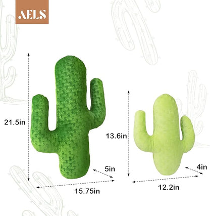 AELS Set of 2 Cactus Decorative Throw Pillows, 22"& 14" Cactus Plush Pillow Set, 3D Office Nap Pillow, Cute Succulent Throw Pillow for Nursery Bedroom Room Decor, Grass Green & Lime Green
