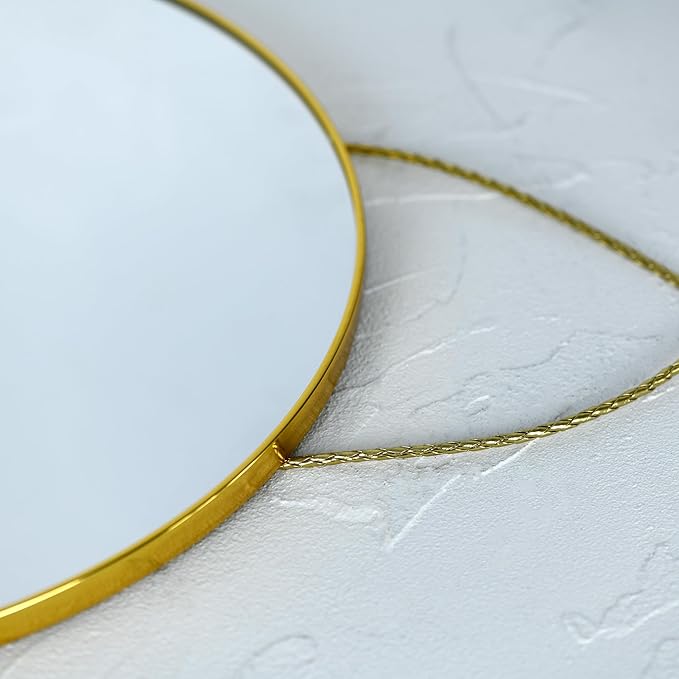 Funerom Gold Round Wall Mirror 15.4 Inches Circle Mirror Bathroom Mirrors for Over Sink