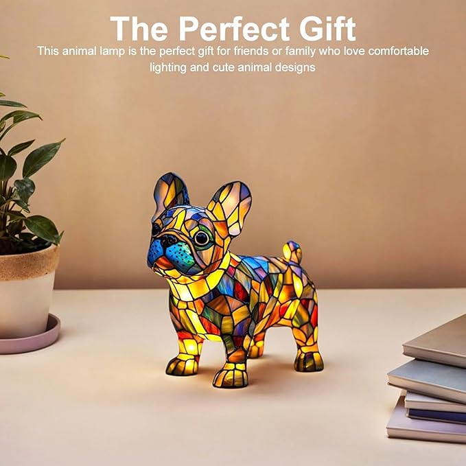 Dog lamp, 3D French Bulldog LED Table Lamp, Dyed Resin Desktop Night Lights,Cute Pet Dog Theme LED Table Lamps, Pet Themed Tabletop Decor (French Bulldog)