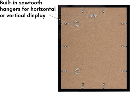 Americanflat 16x20 Picture Frame with Polished Plexiglass - Set of 5 - Use as 12x16 Frame with Mat or Display 16x20 Photo Without Mat - Galleria Collection - Picture Frames for Wall Display - Black