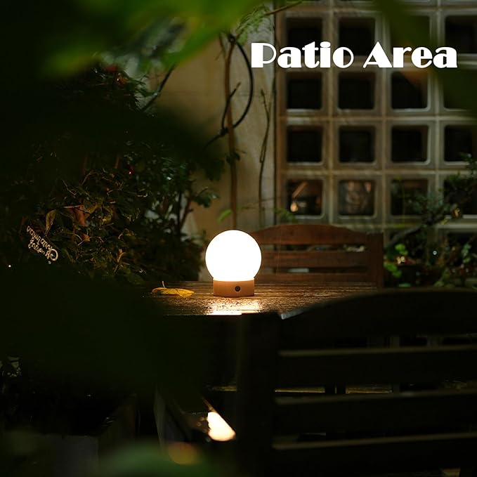 WEILAILUX Small Cute Cordless Table Lamp Rechargeable, Battery Operated Shower Lamp Waterproof, Touch Dimmable Globe Ambient Light for Outdoor/Bedside/Patio/Dining (Black)