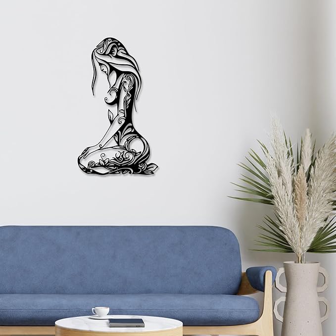 Xedatric Modern Abstract Metal Wall Art-Minimalist Line Sculpture for Bedroom,Living Room,Bathroom-Unique Metal Wall Decor for Home & Office