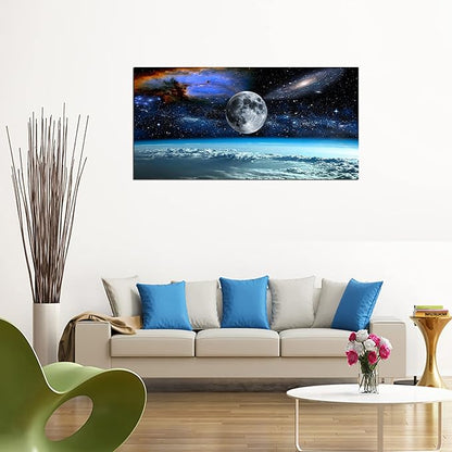 XXM WallArt FC2562 Space View From Earth Canvas Wall Art Landscape Modern Decor Abstract for Living Room, Bedroom, Kitchen, Home and Office