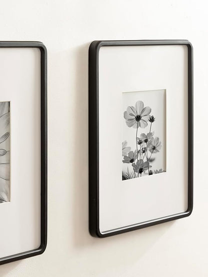 Kate and Laurel Inglewood Modern Wall Picture Frame Set of 3; 16x20 matted to 8x10; Black; Three-Piece Frame Set for Gallery Wall Accent Set in Living Room Decor