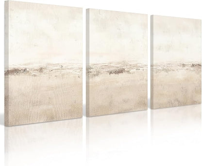 Baccone Beige Abstract Wall Art Set of 3 Neutral Canvas Wall Art Prints Boho Abstract Picture Modern Abstract Art Wall Decor Minimalist Artwork for Living Room Beroom Decor 16x24 Inch Wrapped Canvas