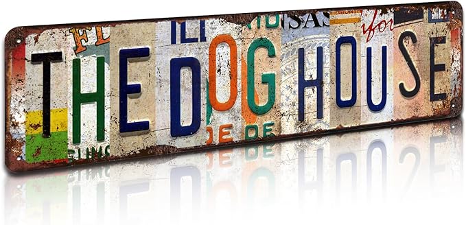 The Dog House Retro Metal Tin Sign - 4x16 Inch Rustic Wall Art for Garage, Man Cave, Farmhouse and Bar Décor, Vintage Industrial Style