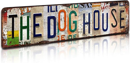 The Dog House Retro Metal Tin Sign - 4x16 Inch Rustic Wall Art for Garage, Man Cave, Farmhouse and Bar Décor, Vintage Industrial Style