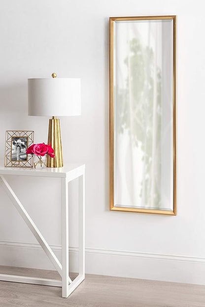 Kate and Laurel Calter Modern Framed Full Length Beveled Wall Mirror, 17.5x49.5 Gold