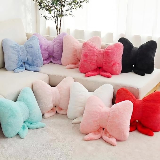10 Pcs Pink Bow Pillows Bulk, 10 Colors 12 x 9 Inch Soft Bow Pillows Decorative for Bed Aesthetic Throw Pillow Small Coquette Bow-shaped Plush Pillow for Couch Chair Sofa Room Home Car Decor Gifts