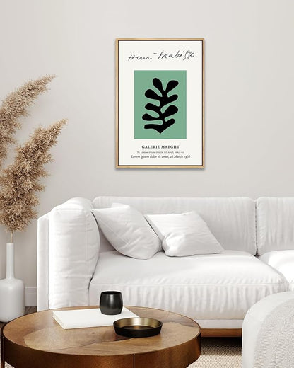 Zzuyi Henri Matisse Framed Wall Art,Boho Green Botanical Art Prints,Abstract Minimalist Wall Decor,Aesthetic Room Wall Decor-12''x16''Natural Framed