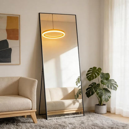NEWBULIG Full Length Mirror, Full Body Floor Mirror with Aluminum Alloy Thin Frame, Wall or Standing Mirror for Bedroom, Living Room, Dressing Room