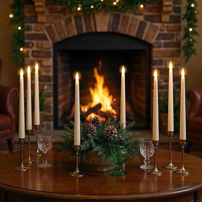 GenSwin 26 Pcs Flameless Taper Candles with 3D Wick, LED Taper Candles Battery Operated, Flameless Battery Candlesticks for Home Party Wedding Christmas Decor(Ivory, 0.78”x10.8”)