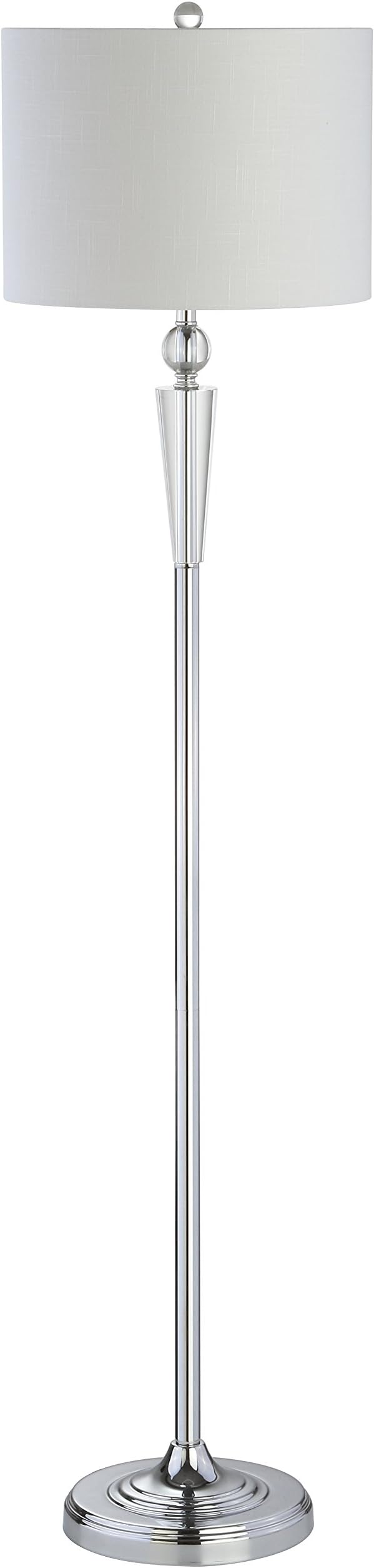 JONATHAN Y 59.5" Crystal and Chrome LED Floor Lamp, Modern Glam Column Standing Lamp with White Linen Drum Shade for Living Room, Bedroom, LED Bulb Included, UL Listed JYL2022A