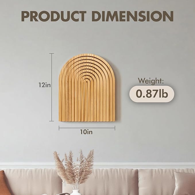 MASHDE Boho Wall Decor, 10 x 12 In Wooden Farmhouse Decor Nature Wall Art for Living Room Bathroom Bedroom Dining Room Office