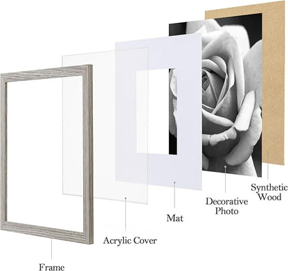 eletecpro 12x12 Picture Frames Set of 9 with Mat for 8x8 Photos or without Mat for 12x12, Square Gallery Wall Decor Collage for Picture Display, Grey Frame Set for Wall Hanging