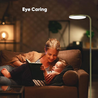 SIBRILLE 36W LED Floor Lamp, Super Bright Standing Lamp, Modern Stepless Dimmable Torchiere Tall Lamp with Remote Control, 350°Rotating Head Reading Floor Lamp for Living Room, Bedroom, Office