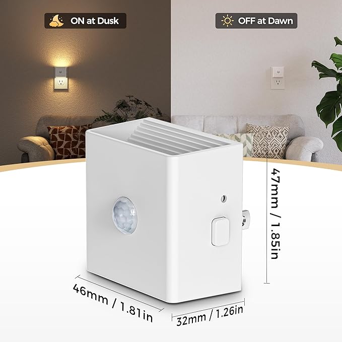 DORESshop LED Motion Sensor Night Light[2 Pack], Night Lights Plug into Wall, Brightness Adjustable Motion Activated Nightlight with Dusk to Dawn for Bedroom, Bathroom, Hallway, 3000K
