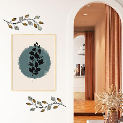 Cityelf 3 Set Crystal Leaf Wall Art Sculpture Iron Tree Leaves Branch Hanging Wall Décor Jeweled Bling Home Deor Acrylic Diamond Accent …