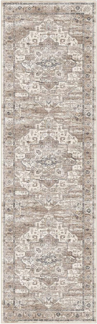 3x10 Washable Runner Rug :Hallway Runner with Non Slip Backing Farmhouse for Bedroom Bathroom Living Room Rug Vintage Large Soft Entryway for Kitchen Laundry Room Stain Resistant Carpet-Tea Brown