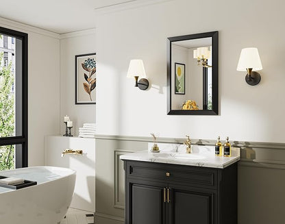 Briivue 20x30 Inch Black Bathroom Mirror for Wall, Thick Metal Framed Rectangle Mirrors for Over Sink, Bedroom, Living Room, Entryway, Anti-Rust, HD Tempered Glass