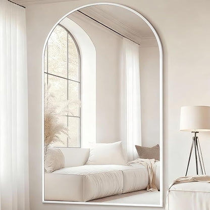 Dewfig Arched Full Length Mirror, 81"x41" Large Floor Mirror with Stand, Oversized Full Body Mirrors for Leaning or Hanging, Wall Mounted Mirrors for Bedroom, Living Room,Dressing Room, White