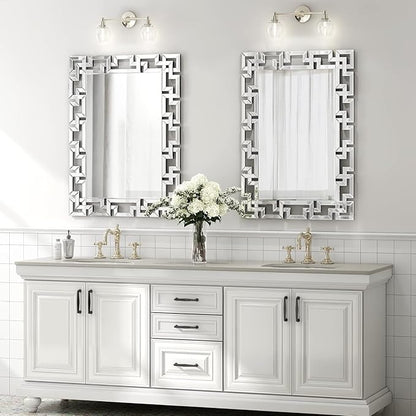 KOHROS Large Decorative Rectangle Mirror for Wall Decor Art Grecian Venetian Mirror (Silver, 40" L x 28" W)