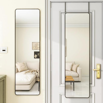 Protylctaster Door Mirror Full Length,Over The Door Mirror,48"x14" Full Length Mirror,Door Mirror, Mirror Full Length Door Hanging(Black)