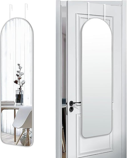 SCWF-GZ 47x14 Mirror Full Length Back Door Hanging or Wall Mounted Aluminum Metal Frame Arch Mirrors for Entryway Bedroom Bathroom Dressing Living Room 47 14 inch Silver