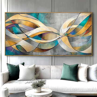 Abstract Wall Art Wall Art - Framed Modern Canvas Painting for Living Room, Bedroom Home Office Decor, 48x24 Inch Ready to Hang