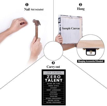 Zero Talent Required Motivational Wall Art -10 Keys to Success Poster, Positive Quotes Prints Inspirational Office Wall Decor for Professionals, Students & Home Gym (Framed 12 x 16 in)