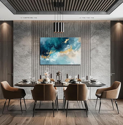 Ocean Wall Art Decor for Living Room Blue Abstract Seascape Canvas Picture for Wall Modern Beach Art Print for Bedroom Large Abstract Artwork Painting for Bathroom Home Office Decorations(36" x 24")