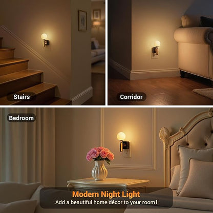 JandCase Night Light Plug in, Night Lights Plug into Wall, 3000K Soft Light LED NightLights, 0-100LM Dimmable Night Light, Built in Dusk to Dawn Sensor for Hallway Bedroom Stairway