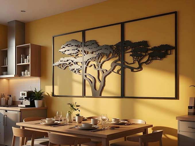 AILLA Tree of Life Wall Art Decor Set of 3 Wall Hanging Sculpture Modern Wall Home Decoration 3D Textured Sculptures for Living Room Bedroom Office Dinnig Room 3 Panels Family Tree Wall Hangings
