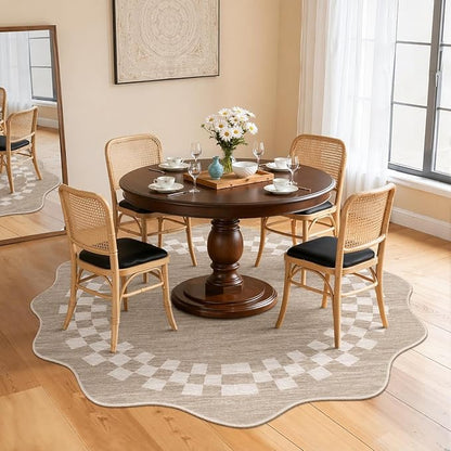 GarveeHome Modern Border Area Rug Scalloped Washable Rug for Living Room Bedroom