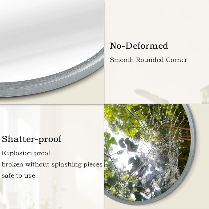 Bathroom Mirror for Wall Mirrors for Wall Metal Framed Round Hanging Mirror Matte Deep Grey Small Mirror Modern Ative for Restroom Farmhouse Hanging Deep Grey