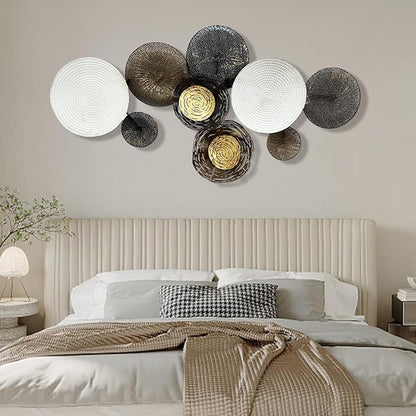 HAVFIFK Metal Wall Art - Abstract 3D Large 54" Brown White Wall Decor for Living Room, Bedroom & Dining Room